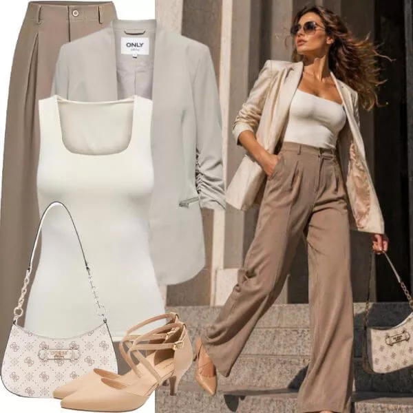 Business Outfits Eleganter Sommer Look Damen leicht