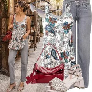 Sommer Outfits Damen Sommer Outfit mit Satinbluse