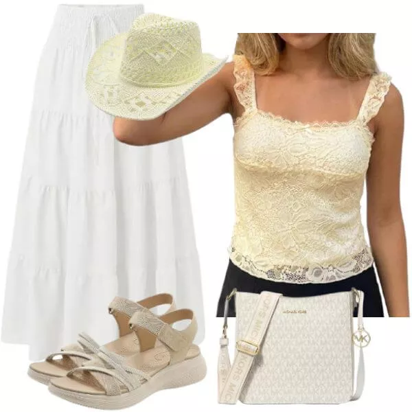 Sommer Outfits Damen Outfit Sommer mit Leinenweste