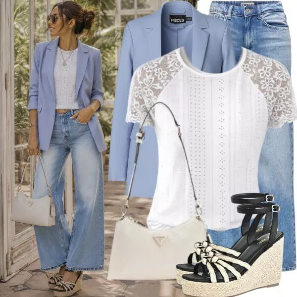Sommer Outfits Damen Sommerlook mit Oversize Blazer