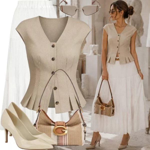 Sommer Outfits Sommer Chic Damen in Cremeweiß