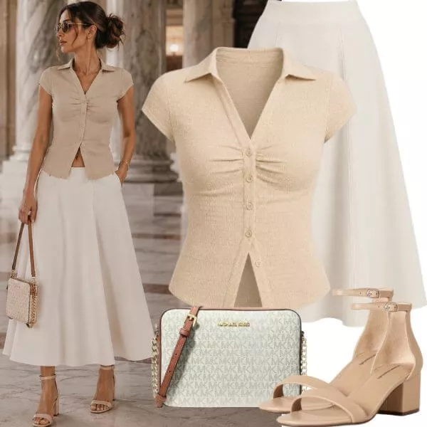 Sommer Outfits Sommer Chic Damen in Naturfarben