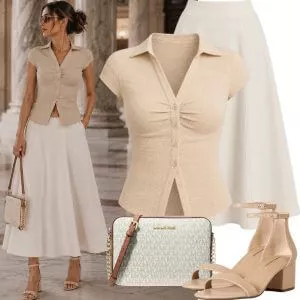 Sommer Outfits Sommer Chic Damen in Naturfarben