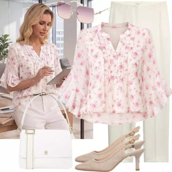 Business Outfits Büro Outfit Damen mit Satinbluse