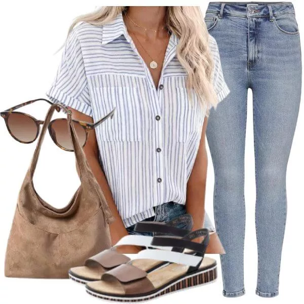 Sommer Outfits Damen Sommerlook mit Premium Sandalen
