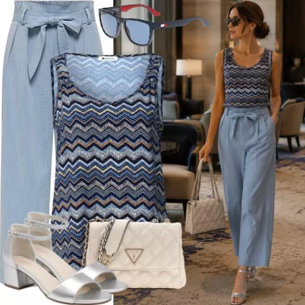 Sommer Outfits Damen Outfit Sommer mit Palazzo Hose