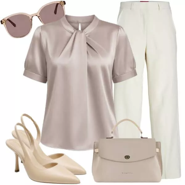 Sommer Outfits Damen Sommerlook mit Seidenbluse