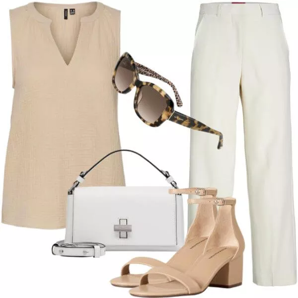 Sommer Outfits Modern Beige Sommer Look Damen
