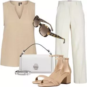 Sommer Outfits Modern Beige Sommer Look Damen
