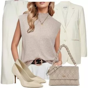 Herbst Outfits Damen Herbstlook in Hellbeige