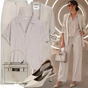 Business Outfits Damen Business Outfit in Naturweiß
