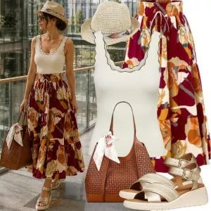 Sommer Outfits Sommer Chic Damen mit Midirock
