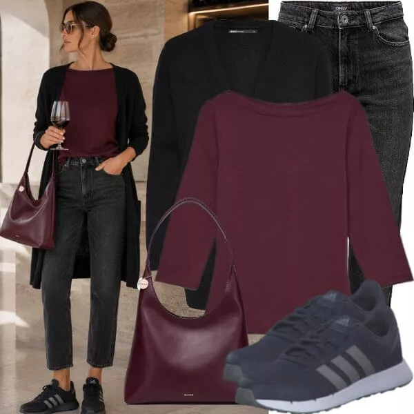 Herbst Outfits Damen Herbstlook in Bordeaux