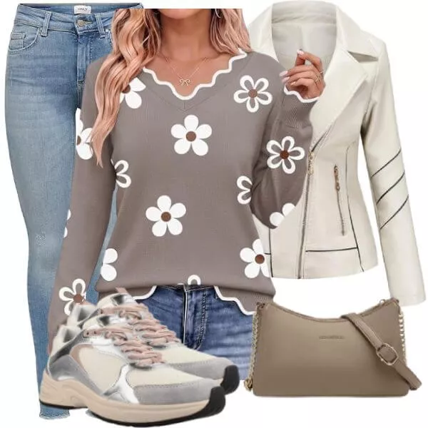 Herbst Outfits Herbst Outfit Damen mit braun Pullover