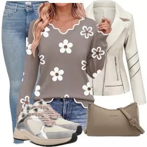 Herbst Outfits Herbst Outfit Damen mit braun Pullover