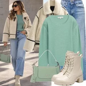 Herbst Outfits Herbst Outfit Damen mit Jeans und Strickpullover