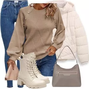 Herbst Outfits Herbst Outfit Damen mit braunem Pullover