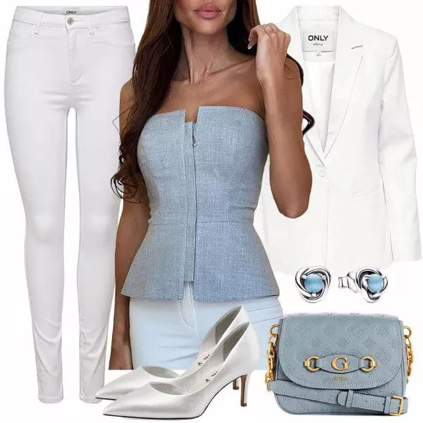 Business Outfits Weißer Blazer Elegant Outfit