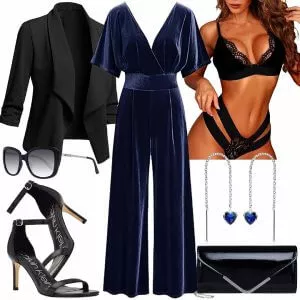 Party Outfits Frauen Look Mit Blazer Und Jumpsuit