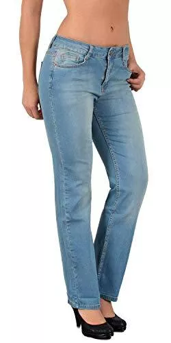 ESRA Jeans ESRA Damen Jeans Hose Damen High Waist Jeanshose Straight Leg Hochbund Hosen bis Übergröße