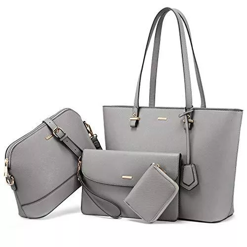 LOVEVOOK Taschen & Rucksäcke LOVEVOOK Handtasche Damen Schultertasche Handtaschen Tragetasche Damen Groß Designer Elegant Umhängetasche Henkeltasche Set 3-teiliges Set Grau
