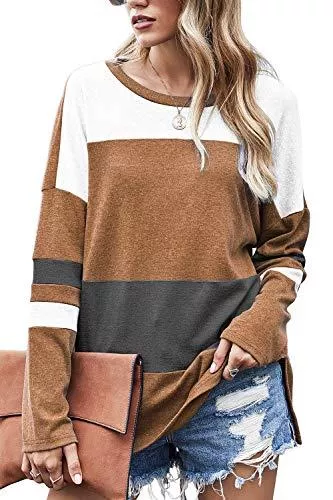 Odosalii Langarmshirts Odosalii Damen Langarmshirt Winter Oversize Sweatshirt Long Lose Oberteile Tunika Bluse