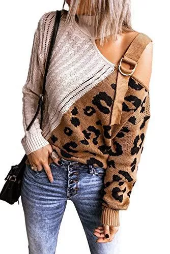 Maavoki Strickjacken Maavoki Damen Rollkragen Pullover, Rollkragenpullover Langarm Oberteil, Casual Strickpullover Off Shoulder Sweater
