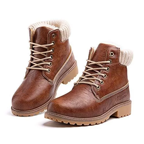 Hitmars Stiefel Winterstiefel Damen Gefüttert Winterschuhe Stiefeletten Warm Winter Stiefel Kurzschaft Schneestiefel Boots Frauen Wandern Schwarz Braun Grau Pink