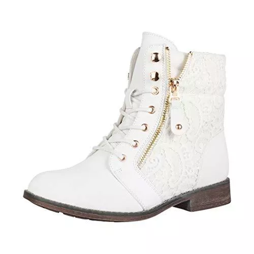 Elara Stiefel Elara Damen Stiefeletten Worker Boots Spitze Chunkyrayan