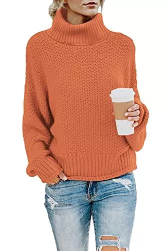 Zastow Strickjacken Zastow Pullover Damen Winter Elegant Rollkragenpullover Strickpullover Grobstrickpullover Langarm Lose Pulli Oberteile