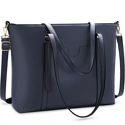 NUBILY Taschen & Rucksäcke NUBILY Handtasche Shopper Damen Groß 15.6 Zoll PU Leder Shopper Blau Laptop Umhängetasche Gross Business Aktentasche Frauen Retro Schule Taschen