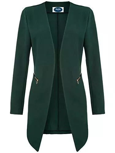 4tuality Blazer 4tuality Damen Blazer lang kragenlos mit Zipper Gr. S - 3XL