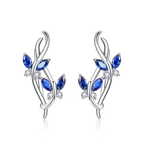 YAFEINI Schmuck Schmetterling Kletterer Ohrringe Sterling Silber blau Schmetterling Infinity Ohr Manschette Wrap Crawler Kletterer Ohrstecker für Damen Mädchen