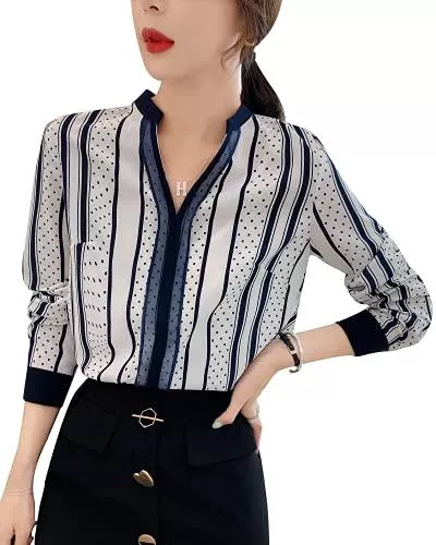 DOVWOER Langarmblusen DOVWOER Damen Sommer Bluse Hemd V Ausschnitt Rundhals Elegant Kurze Ärmel Tunika Casual Tops Oberteile