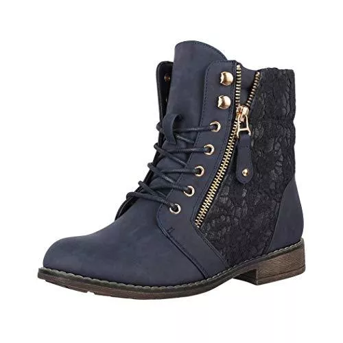 Elara Stiefel Elara Damen Stiefeletten Worker Boots Spitze Chunkyrayan