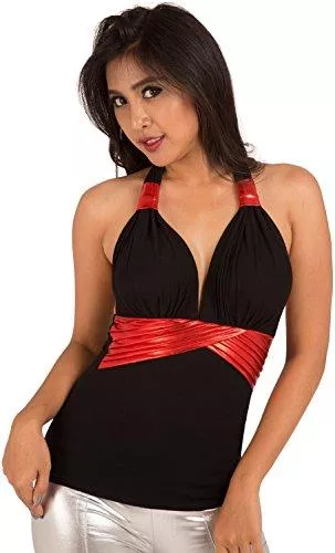 clubwearguru Tops clubwearguru® Damen Metallic Neckholder Clubwear Top