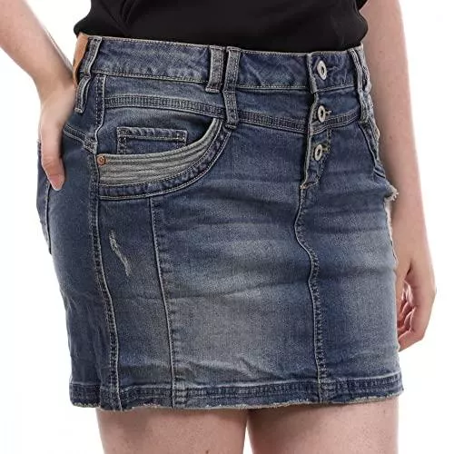 Sublevel Röcke Sublevel Damen Jeans Mini-Rock mit Knöpfen im Used Look