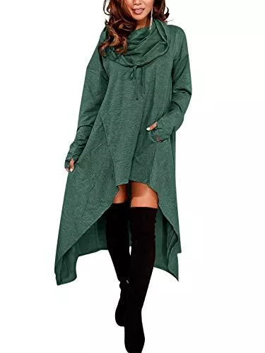 ZANZEA Freizeit ZANZEA Damen Unregelmäßige Strick Oversize Langarm Pullikleid Longshirt Top Minikleid