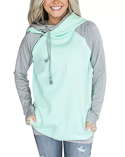 Aitos Kapuzenpullover Aitos Pulli Damen Hoodies Damen Pullover Kapuzenpullover Sweatshirt Pulli Zweifarbige Longsleeve Tops Doppelte Kapuzenpulli Casual