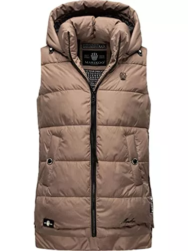 MARIKOO Westen MARIKOO Damen Steppweste Outdoor-Weste mit Abnehmbarer Kapuze Zarinaa XS-XXL