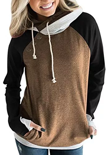 Hiistandd Kapuzenpullover Hiistandd Damen Kapuzenpullover Hoodie Langarm Sweatshirt Kontrastfarbe Warm Pulli