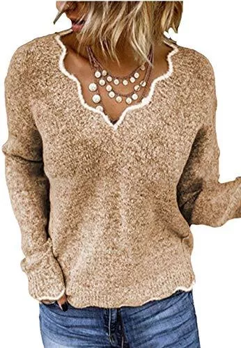 Nilimoph Pullover & Strickmode Pullover Damen Winter Strickpullover Schulterfrei Grobstrick Casual Wrap Pullis Loose Langarmshirt Oberteile Gestrickt
