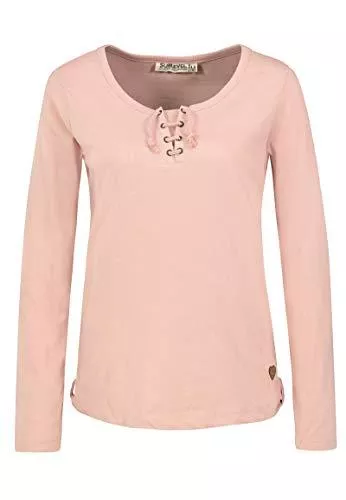 Sublevel Langarmshirts Sublevel Damen Basic Langarm-Shirt mit Kordeln Rundhals