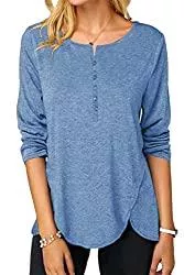 NONSAR Langarmshirts NONSAR Damen Lässige Langarm T-Shirt Elegant Oberteile Freizeit Tuniken mit Button Shirt