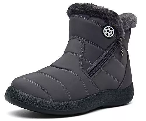 Hsyooes Stiefel Hsyooes Winterstiefel Damen Gefüttert Wasserdicht Winterschuhe Warm Boots Winter Kurzschaft Stiefel für Damen Flach Stiefeletten rutschfeste Wanderschuhe