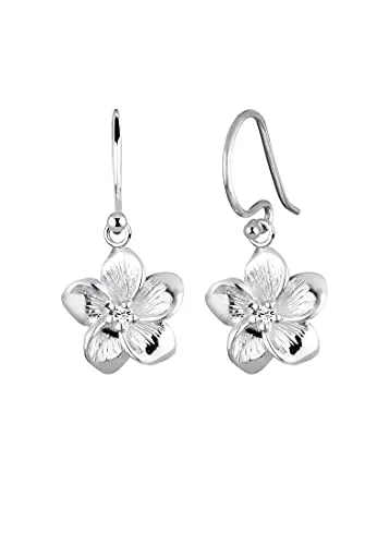 Elli Schmuck Elli Ohrringe Damen Frangipani Blüten mit Kristalle in 925 Sterling Silber