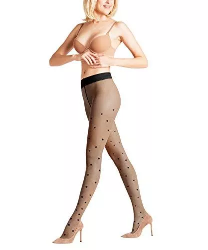 FALKE Socken & Strümpfe FALKE Strumpfhose Red Velvet Damen schwarz hautfarbe verstärkte Feinstrumpfhose mit Muster transparent reißfest dünn mit Herzen als Geschenk 1 Stück