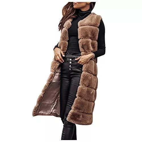 MA87 Mäntel Damen Damen Kunstpelz Weste Ärmellose Jacke Winterjacke Fellweste Mantel Oberteile Outwear Warm Pelzweste Pelzjacke Pelzmantel Lange Herbst- und winterwarme Pelzkleidung