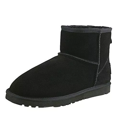 ShenDuo Stiefel ShenDuo Damen Schlupfstiefel Klassisch Leder Stiefel Kurzschaft Winterschuhe DA5854