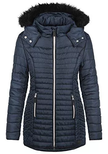 BlendShe Jacken Blend SHE Sabia Damen Steppmantel Übergangsjacke Lange Jacke gefüttert mit Kunstfell